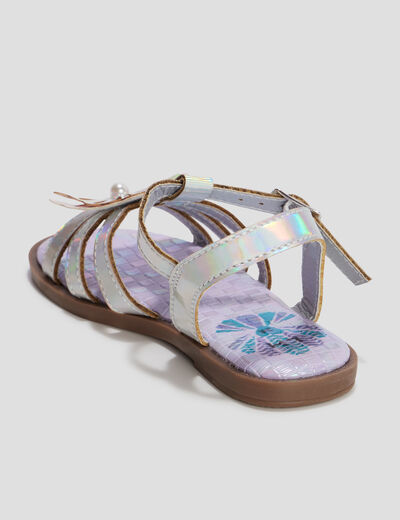 Sandales holographiques gris argent fille