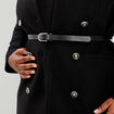 Manteau esprit officier droit ceinturé noir femme grande taille