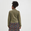 Veste courte esprit biker effet suédine vert kaki femme