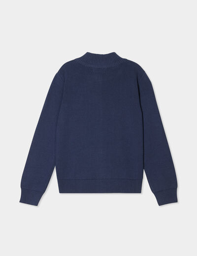 Gilet zippé col montant coton bleu marine garçon