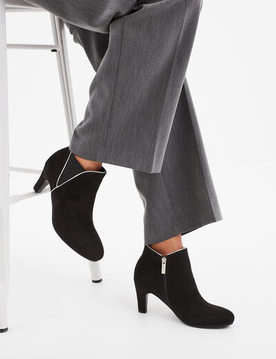 Bottines aspect daim à talons Mosquitos noir femme