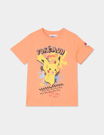 T-shirt coton manches courtes Pikachu orange foncé garçon