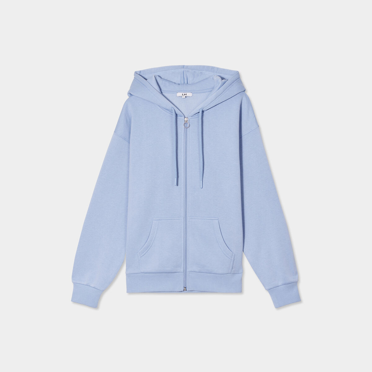 Sweat zippé à capuche bleu clair femme