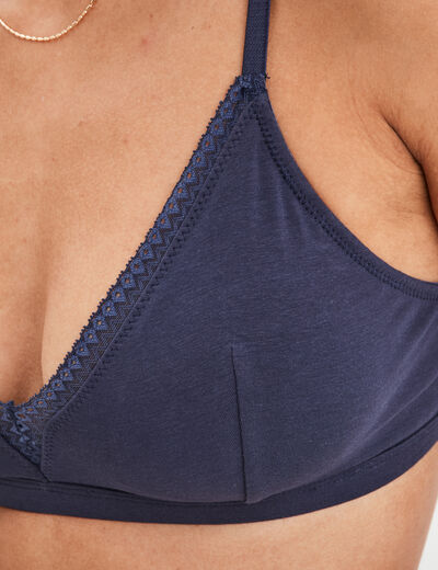 Soutien-gorge triangle sans armatures bleu marine femme