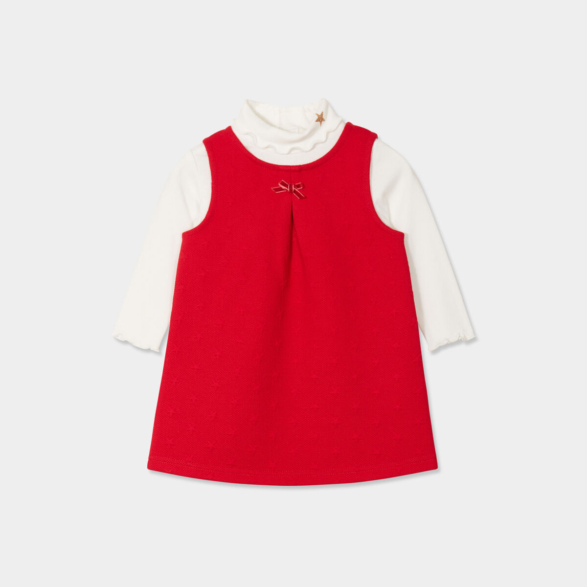 Ensemble 2 pi&egrave;ces robe et sous pull No&euml;l rouge b&eacute;b&eacute; fille