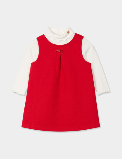 Ensemble 2 pièces robe et sous pull Noël rouge bébé fille