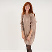 Robe pull longueur genou boutons &eacute;paule beige femme