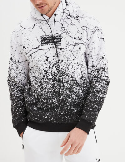 Sweat &agrave; capuche hoodie molleton blanc homme