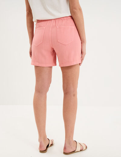 Short mom taille &eacute;lastiqu&eacute;e rose femme