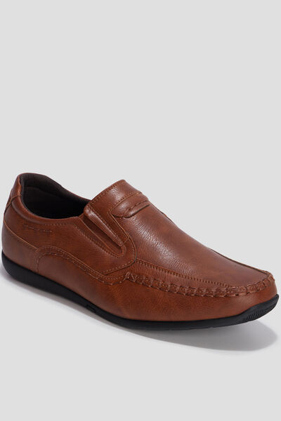 Mocassins confort &agrave; bout carr&eacute; marron homme