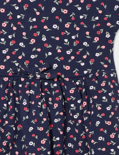 Robe patineuse manches courtes bleu marine bébé fille