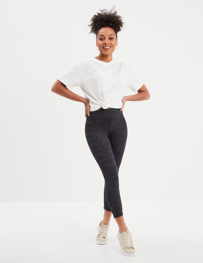 Legging élastiqué 7/8ème gris femme