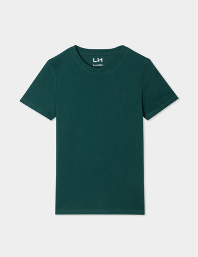 T-shirt en coton manches courtes vert foncé garçon
