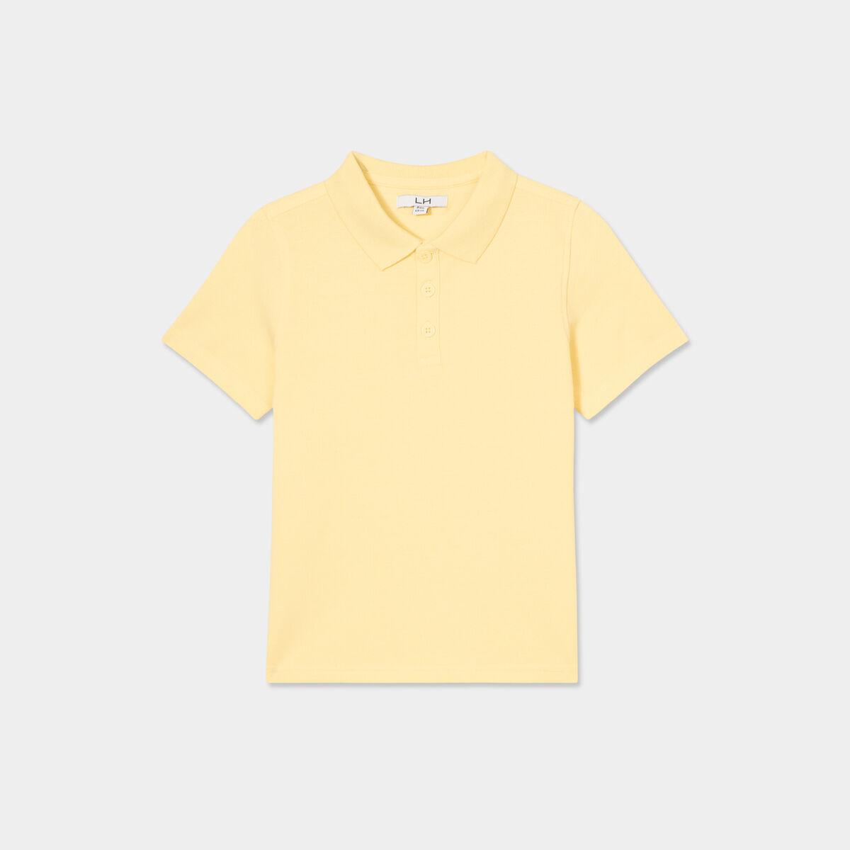 Polo manches courtes &agrave; d&eacute;tail brod&eacute; jaune clair gar&ccedil;on