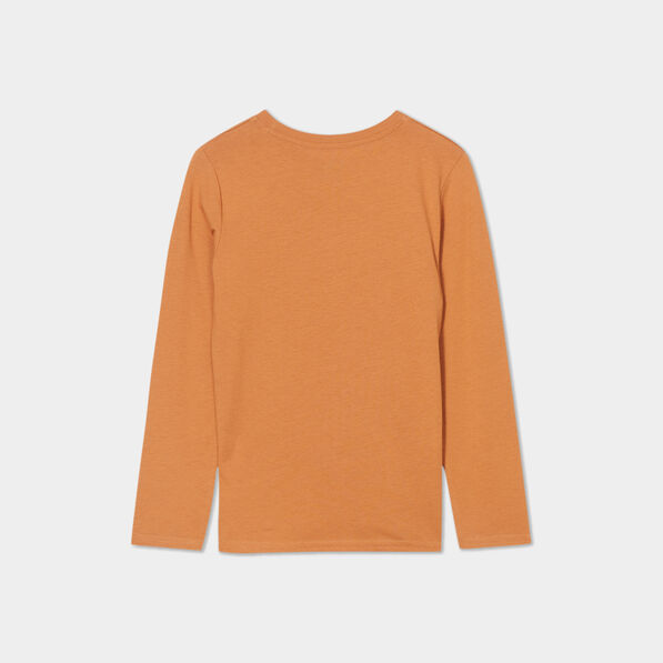 T-shirt manches longues marron cognac garçon