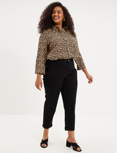 Blouse manches retroussables sable femme grande taille