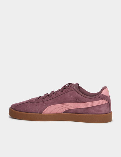 baskets &agrave; lacets en cuir Puma Club II bordeaux femme