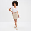 Jupe chino droite ceinture tressée beige femme
