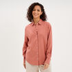 Chemise oversize lin m&eacute;lang&eacute; terracotta femme