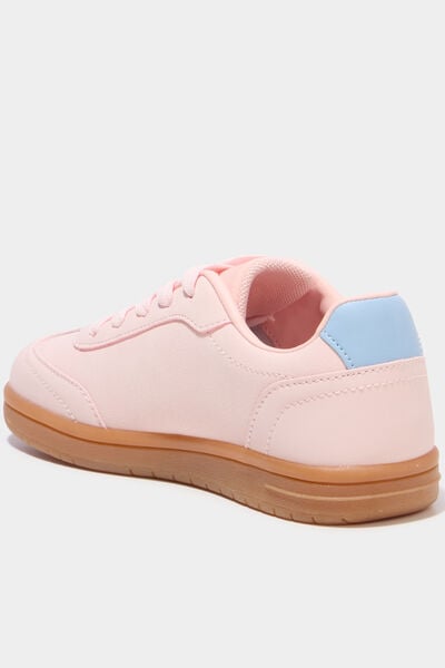 Baskets basses &agrave; lacets rose fille