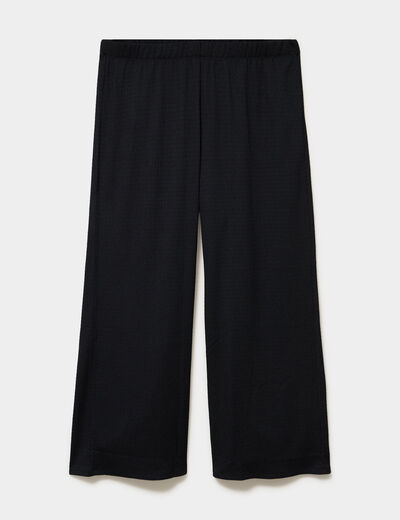 Pantalon effet gaufr&eacute; fluide noir femme grande taille