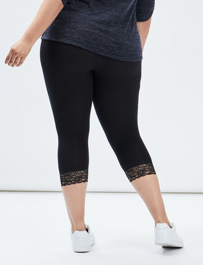 Legging 7/8ème empiècements dentelles noir femme grande taille