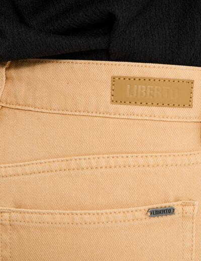 Pantalon droit coton beige femme