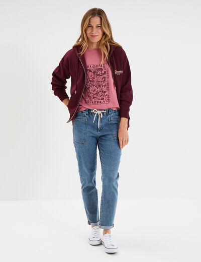 T-shirt ajusté col rond coton Creeks vieux rose femme