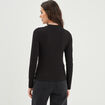 T-shirt côtelé col montant ajusté noir femme