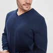 Pull jersey avec col en V bleu marine homme