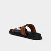 Mules doubles brides &agrave; boucles marron femme