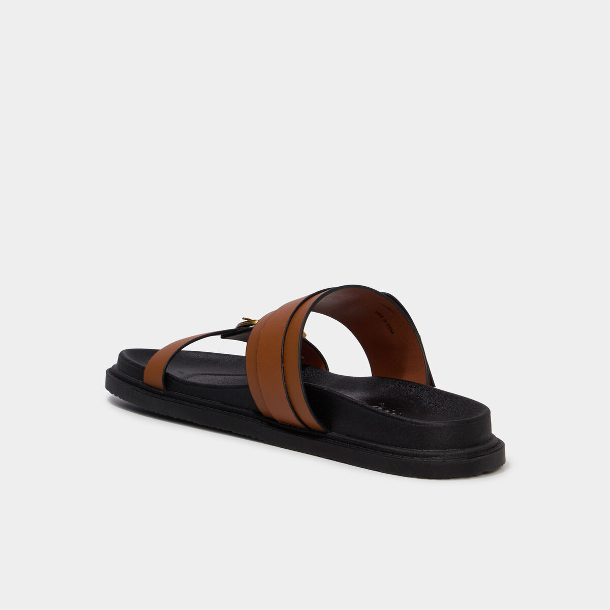 Mules doubles brides &agrave; boucles marron femme