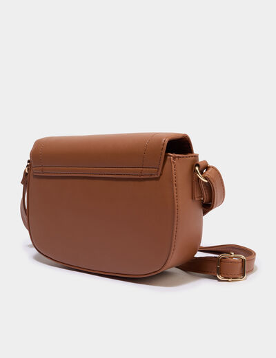Sac besace en bandouli&egrave;re marron cognac femme