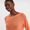 Pull droit col rond manches longues orange corail femme