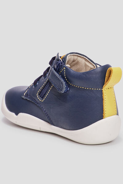 Bottillons en cuir Wazzap bleu marine bébé garçon