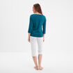 Ensemble pyjama corsaire 2 pièces coton bleu canard femme
