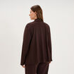 Veste courte col ch&acirc;le oversize marron fonc&eacute; femme grande taille