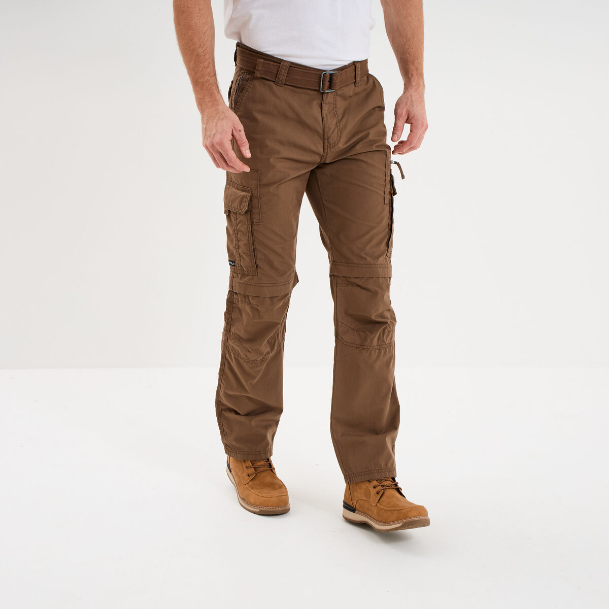 Pantalon cargo 2-en-1 modulable bermuda marron fonc&eacute; homme