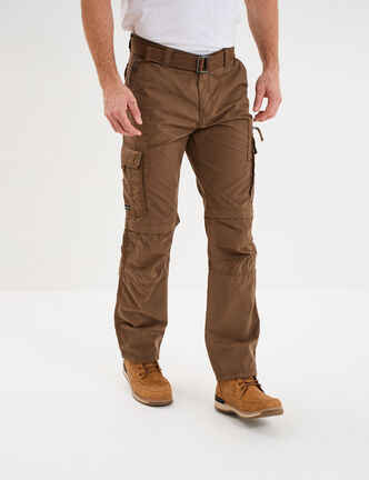 Pantalon cargo 2-en-1 modulable bermuda marron fonc&eacute; homme