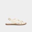 Sandales plates brides crois&eacute;es en cuir blanc femme