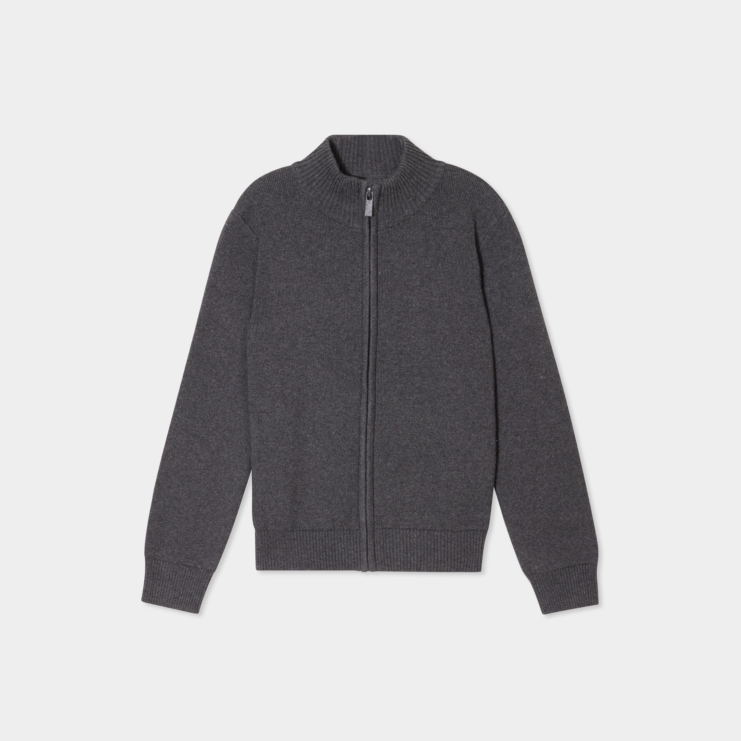 Gilet zippé col montant coton gris foncé garçon LH