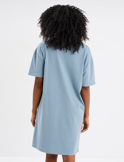 Robe t-shirt manches courtes coton gris femme
