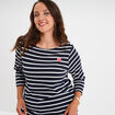 T-shirt col rond manches 3/4 coton noir femme grande taille