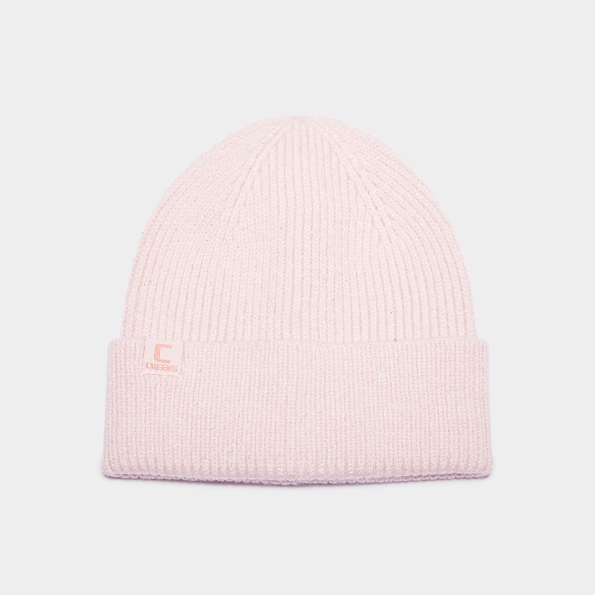 Bonnet &agrave; revers tricot&eacute; rose clair fille