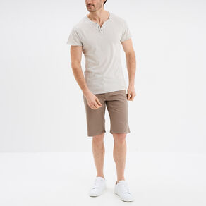 Bermuda droit stretch 5 poches coton taupe homme