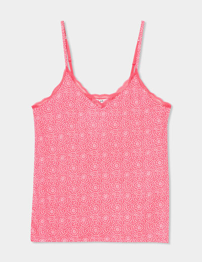Haut de pyjama débardeur à bretelles rouge femme