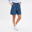 Short large jean coton ceinture à nouer denim double stone femme