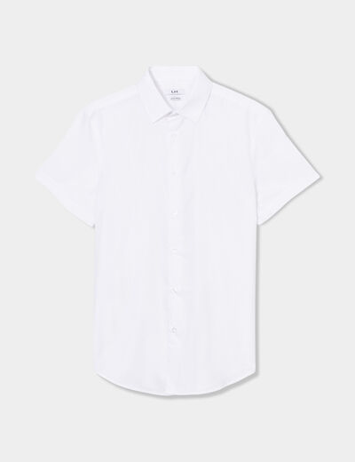 Chemise droite manches courtes blanc homme