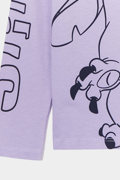 T-shirt col rond manches longues Stitch parme fille