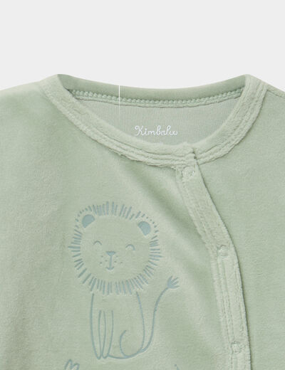 Dors-bien effet velours manches longues vert pastel b&eacute;b&eacute;